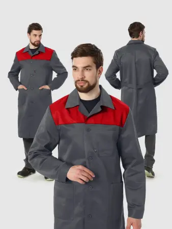 Халат ЛИГОР (т.серый/красный)