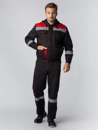 Костюм НЕЙЧ-2 СОП с капюшоном с ПК (черный/красный)