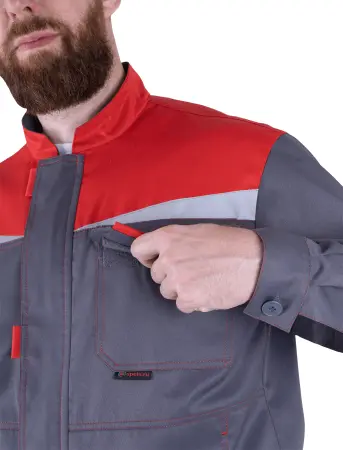 Костюм КМ-10 ЛЮКС летний с БР (серый/красный)