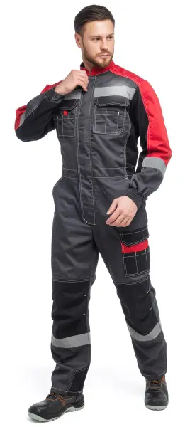 Комбинезон ФОРМУЛА с СОП (т.серый/красный/черный)