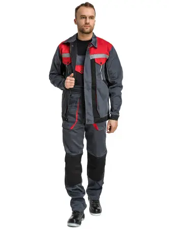 Костюм RONTA KS818 с ПК (т.серый/черный/красный)