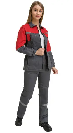 Костюм RONTA KS625 женский с БР (т.серый/красный)