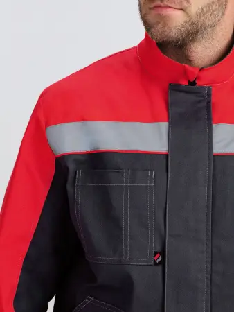 Костюм БРИГОТЕК-1 СОП с БР (т.серый/красный)