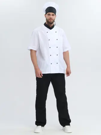Костюм повара ШОКОЛАД с коротким рукавом (черный/белый)