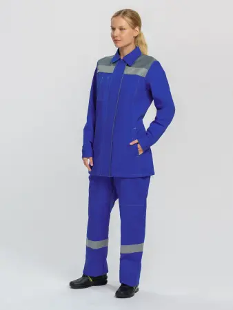 Костюм СМЕНА женский с БР (васильковый/серый)