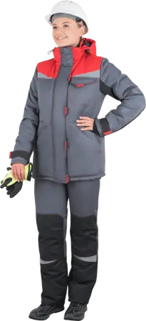 Костюм КМ-10 ЛЮКС жен. зимний c БР (серый/красный)