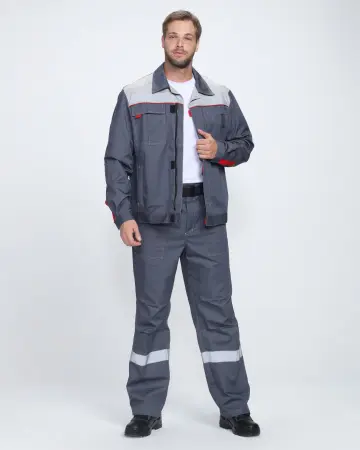 Костюм ФЛОФТ-1 ПРЕМИУМ СОП с БР (т.серый/серый/красный)