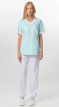 Блуза БЕРТИ женская (голубой/белый) женские медицинские
