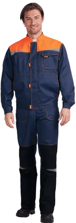 Костюм КМ-10 ЛЮКС с ПК (т.синий/оранжевый)