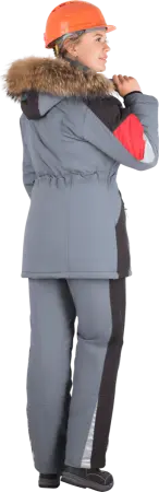 Куртка ХАЙ-ТЕК женская зимняя (серый/красный/черный)