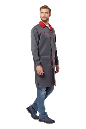 Халат СТРАЙК (серый/красный)