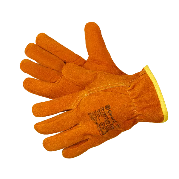 Перчатки DRIVER LUX ZIMA из спилка утеплитель мех-мутон (оранжевый)