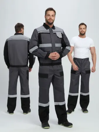 Костюм ВИВАТ-1 ПРЕМИУМ СН МВО с БР (т.серый/черный/св.серый)