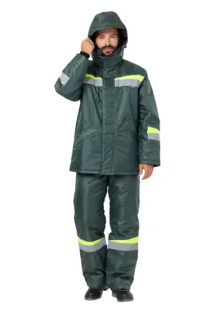 Костюм КОМФОРТ зимний с ПК (т.зеленый/неоновый)