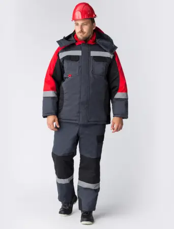 Костюм ВЕКТРОН-2 СОП зимний с ПК (черный/красный/серый)