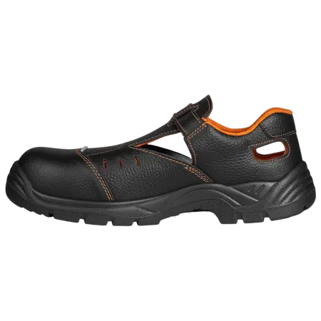 Полуботинки МАСТЕР ПУ кожаные с перфорацией с МП (черный/оранжевый)
