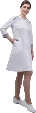 Халат МИРАЖ (белый/серый) женские медицинские