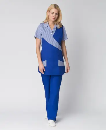 Костюм УТРО женский (васильковый/полоска)