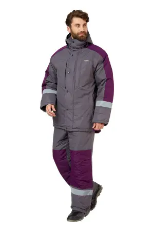 Костюм ЭКСПЕРТ зимний с БР (серый/баклажан)