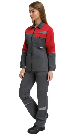 Костюм RONTA KS625 женский с БР (т.серый/красный)