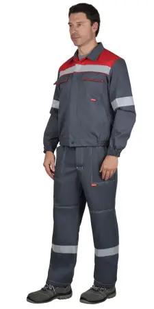 Куртка МЕГИОН-РОСС антистатическая нить МВО (серый/красный)