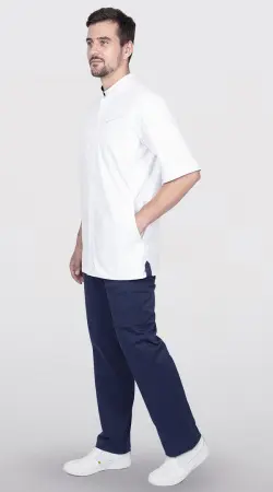 Блуза ЛОРД с коротким рукавом (белый/синий) мужские медицинские