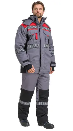 Костюм RONTA KS581 зимний с СОП (т.серый/красный/черный)