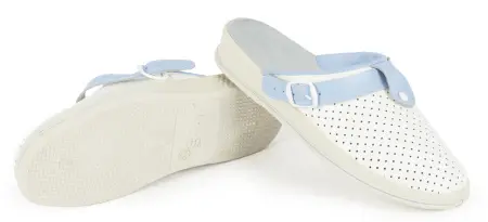Сабо женские нат.кожа Комфорт ПВХ (белый/голубой)