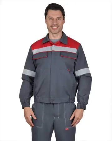 Куртка МЕГИОН-РОСС антистатическая нить МВО (серый/красный)