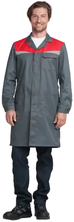 Халат КМ-10 ЛЮКС (серый/красный)