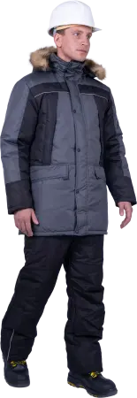 Куртка СКАНДИНАВИЯ ЛЮКС зимняя (серый/чёрный)