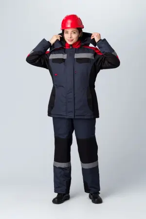 Костюм ФАВОРИТ-МЕГА IMP женский зимний с ПК (черный/красный/серый)