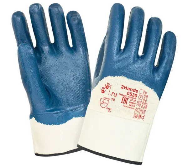 Перчатки 2HANDS 0530 нитриловые с тяжелым покрытием Перчатки 2HANDS 0530 нитриловые с тяжелым покрытием