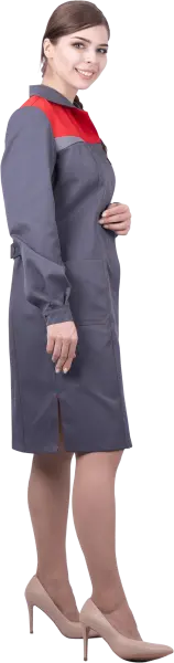 Халат КМ-10 ЛЮКС женский (серый/красный)