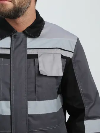 Костюм ВИВАТ-2 ПРЕМИУМ CH МВО с ПК (т.серый/черный/св.серый)