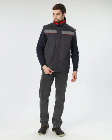 Жилет ГРЕЙ зимний (серый/красный)