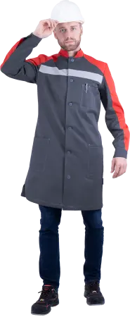 Халат РОУД (серый/красный)