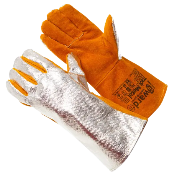 Краги TRACK METAL из спилка с металл. полотном (оранжевый)